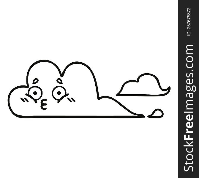 line drawing cartoon of a white cloud