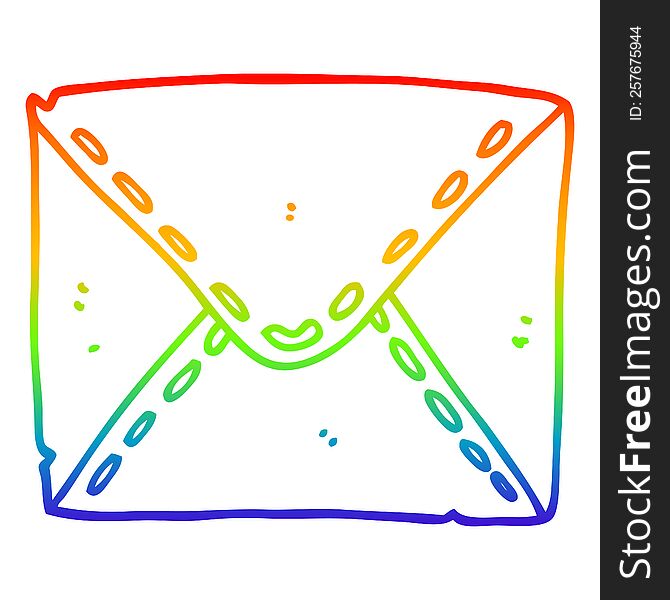 Rainbow Gradient Line Drawing Cartoon Letter