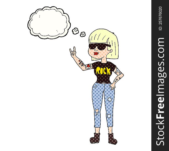 thought bubble cartoon rock woman