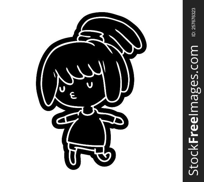 Cartoon Icon Of A Cute Kawaii Girl