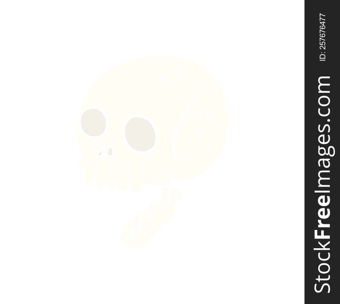 Flat Color Style Cartoon Spooky Skull