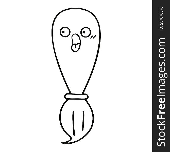 line drawing cartoon of a paint brush