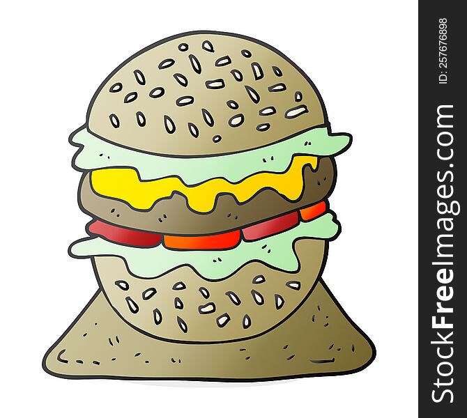 freehand drawn cartoon tasty burger