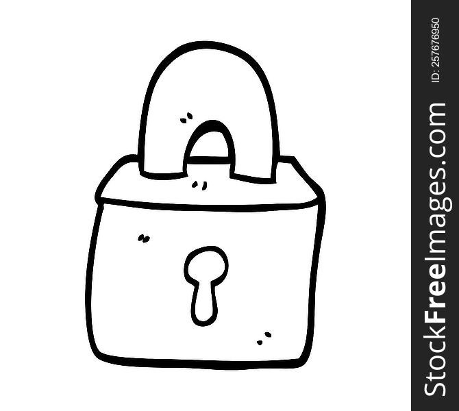 line drawing cartoon locked padlock