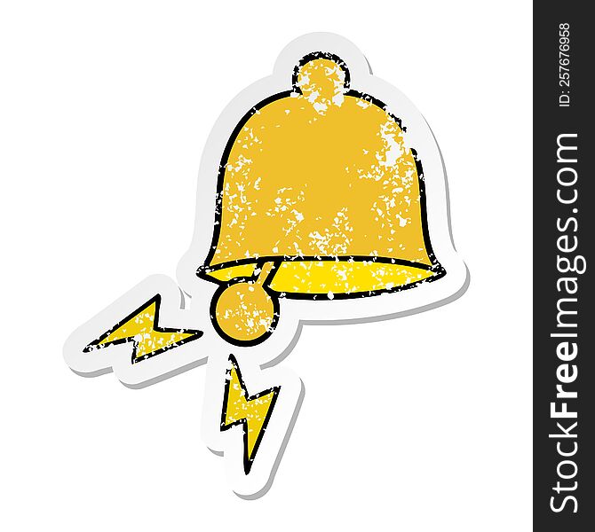 distressed sticker of a cute cartoon ringing bell