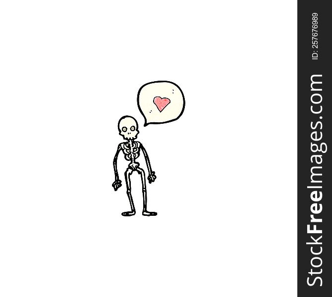 cartoon skeleton with love heart