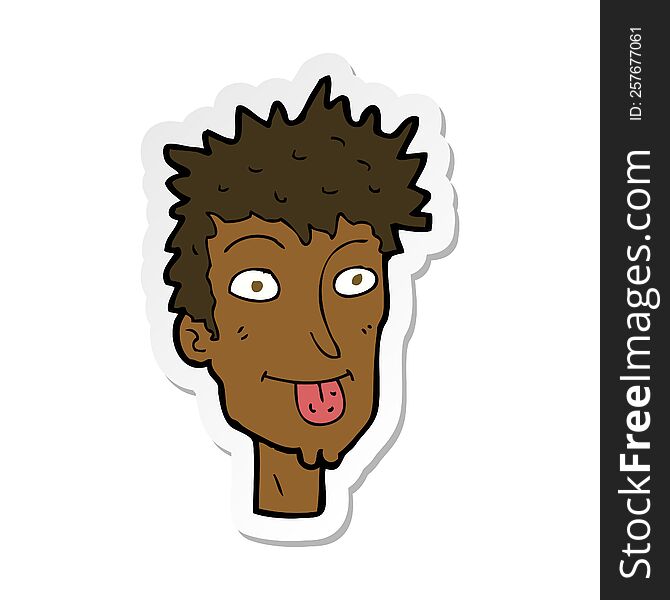 Sticker Of A Cartoon Man Sticking Out Tongue