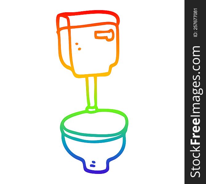 Rainbow Gradient Line Drawing Cartoon Closed Toilet