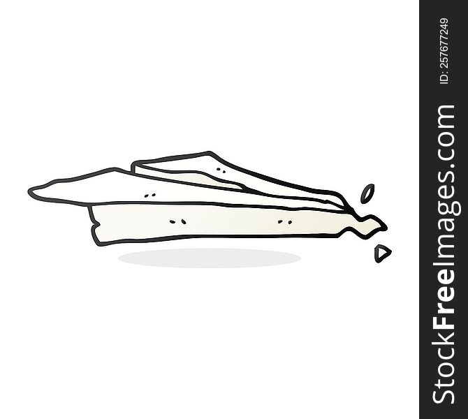 freehand drawn cartoon crumpled paper plane