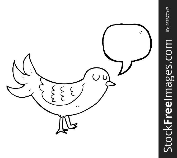 freehand drawn speech bubble cartoon bird