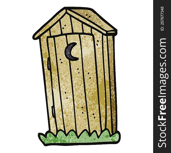 cartoon doodle old outdoor toilet