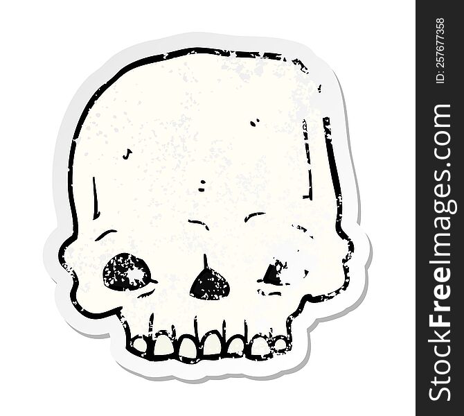 Distressed Sticker Of A Cartoon Spooky Skull
