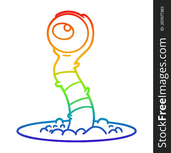 Rainbow Gradient Line Drawing Cartoon Alien Swamp Monster