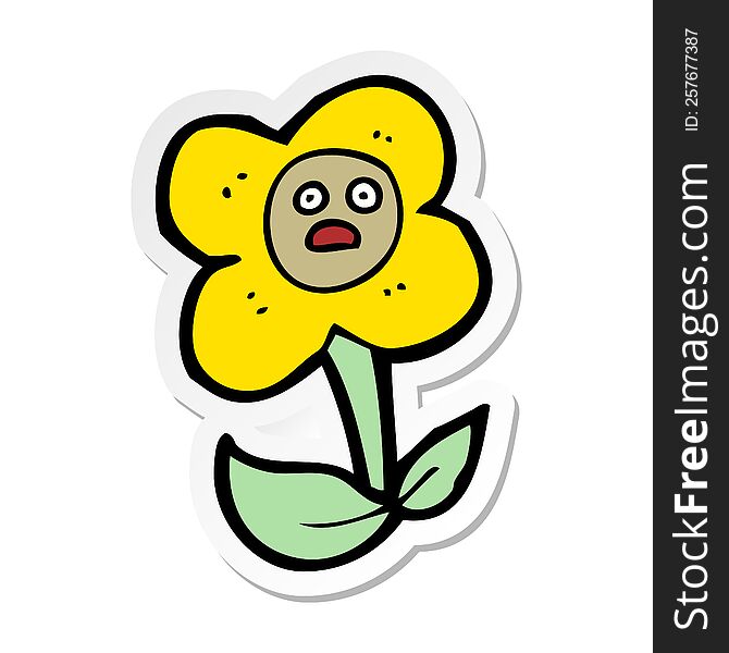 Sticker Of A Cartoon Flower With Face