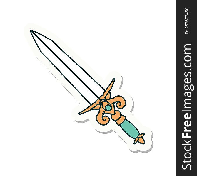 Tattoo Style Sticker Of Dagger