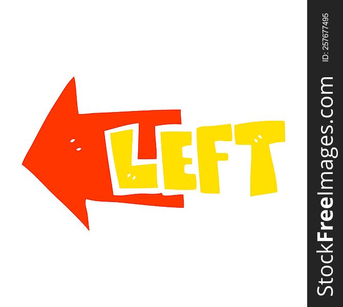 Flat Color Illustration Of A Cartoon Left Symbol