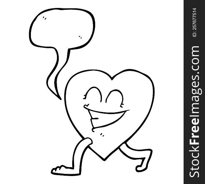 freehand drawn speech bubble cartoon walking heart