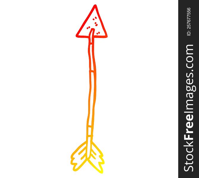 warm gradient line drawing of a cartoon golden arrow