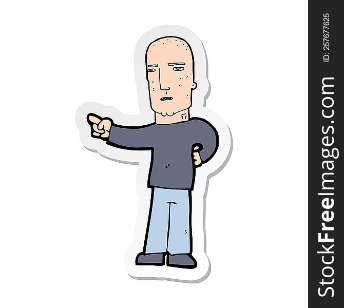 sticker of a cartoon tough guy pointing