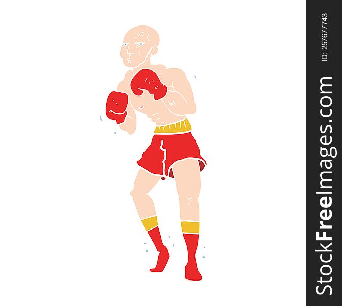 Flat Color Illustration Of A Cartoon Boxer