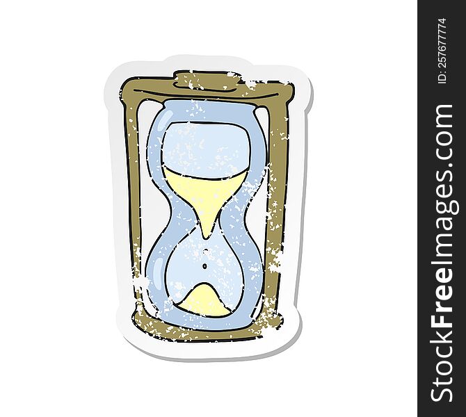retro distressed sticker of a cartoon hourglass