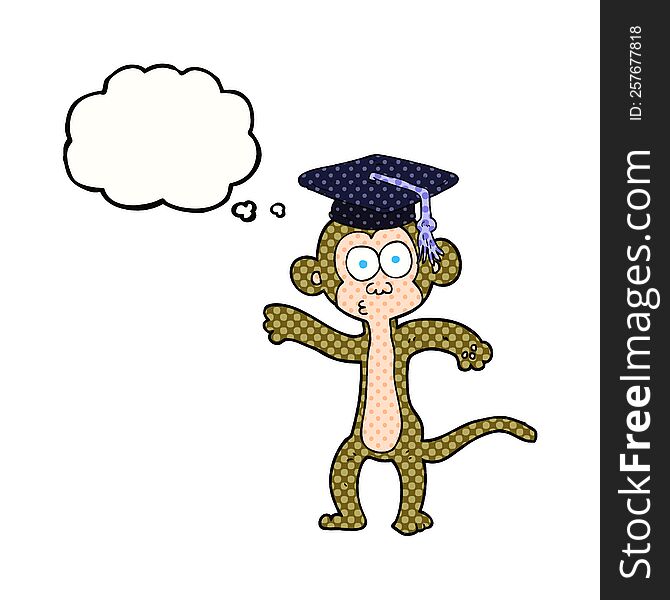 Thought Bubble Cartoon Graduate Monkey