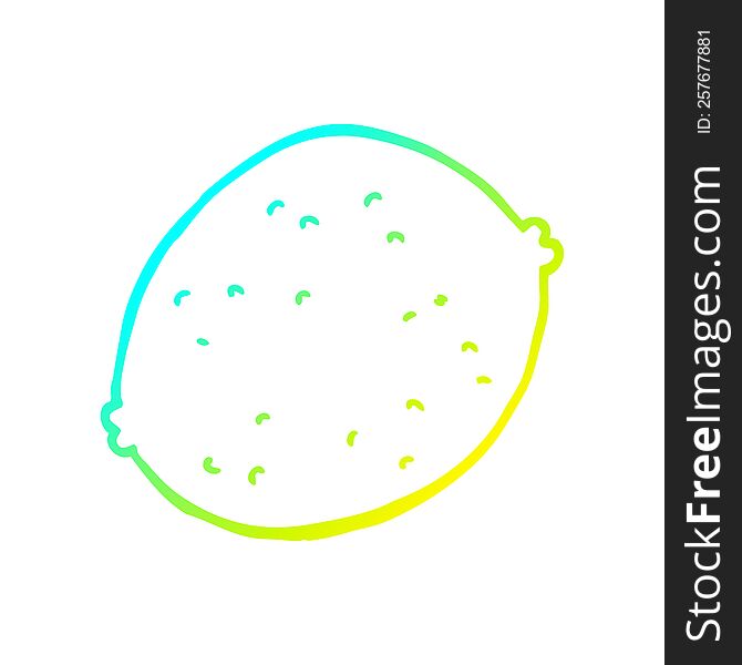 cold gradient line drawing of a cartoon lemon