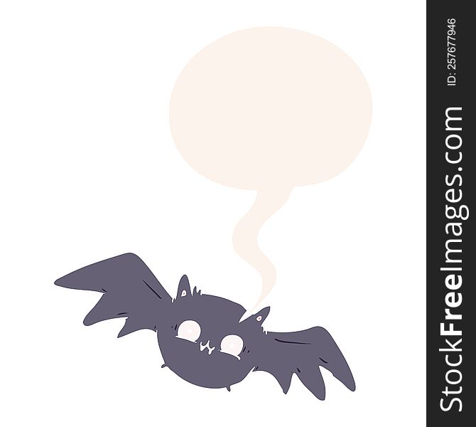 cartoon vampire halloween bat with speech bubble in retro style