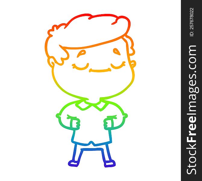rainbow gradient line drawing of a cartoon proud man