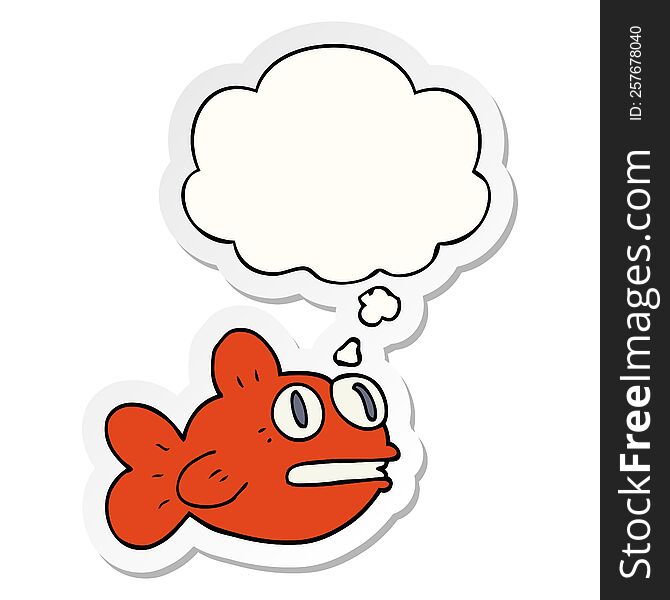 Cartoon Fish And Thought Bubble As A Printed Sticker