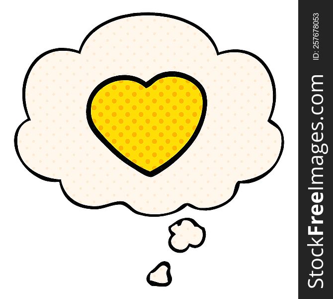 Cartoon Love Heart And Thought Bubble In Comic Book Style