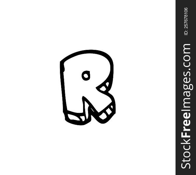 Line Drawing Cartoon Letter R