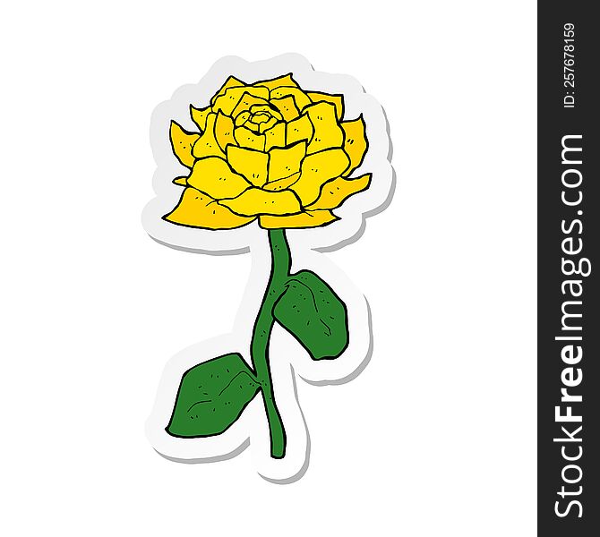 sticker of a yellow rose cartoon
