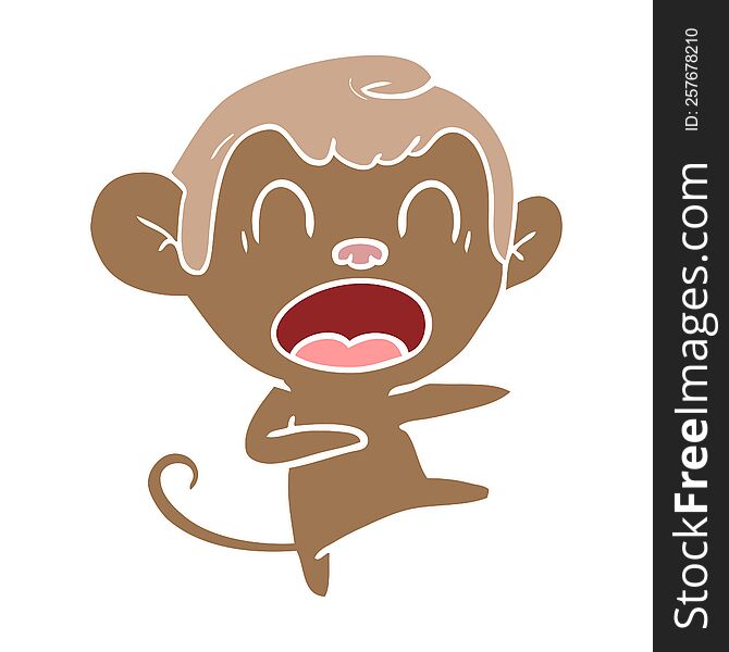 Shouting Flat Color Style Cartoon Monkey Dancing