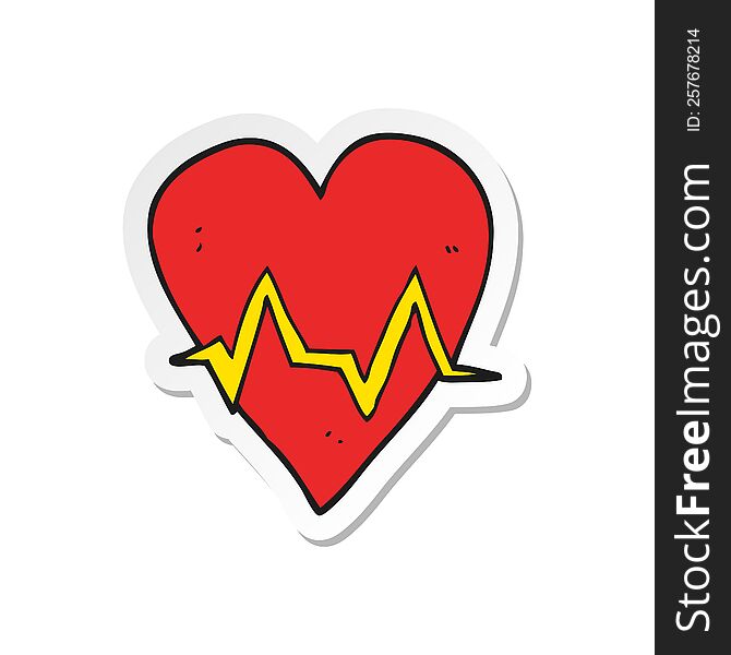 sticker of a cartoon heart rate pulse symbol