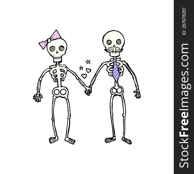 cartoon skeletons in love