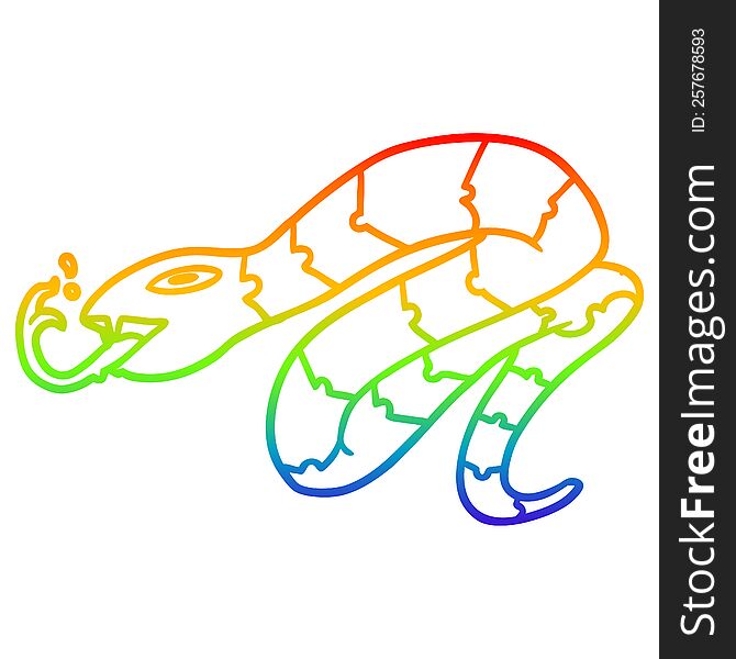 rainbow gradient line drawing of a hissing snake