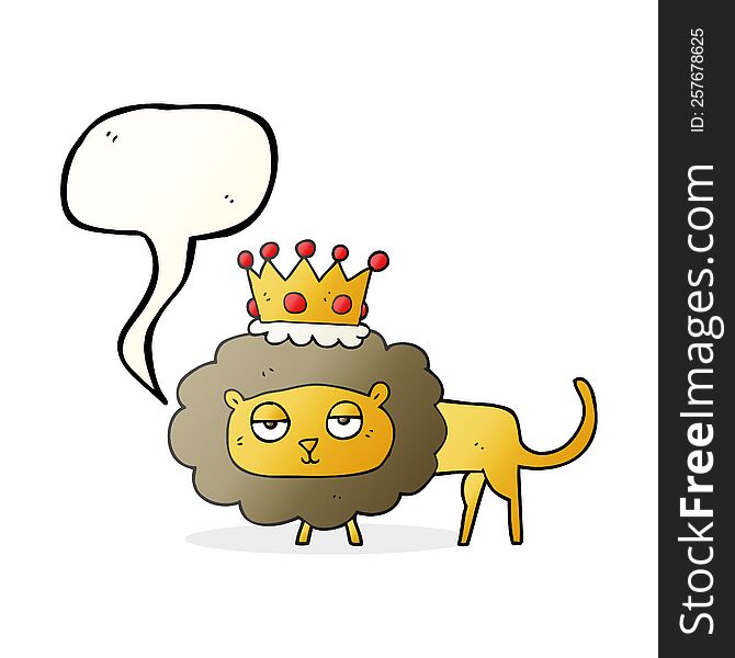 Speech Bubble Cartoon Lion With Crown