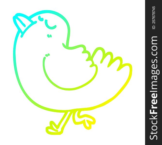 Cold Gradient Line Drawing Cartoon Arrogant Bird
