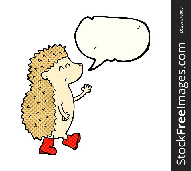 cute freehand drawn comic book speech bubble cartoon hedgehog. cute freehand drawn comic book speech bubble cartoon hedgehog