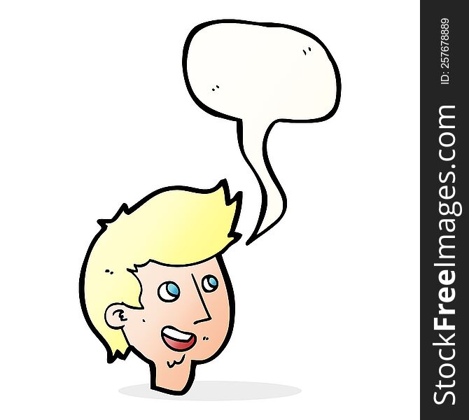 Cartoon Happy Boy Face With Speech Bubble