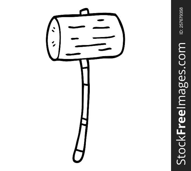 line drawing cartoon wood mallet