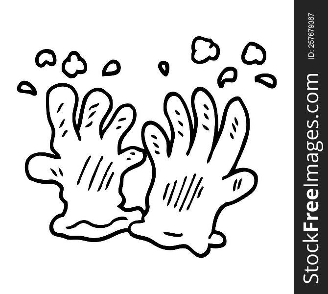 line drawing cartoon garden gloves
