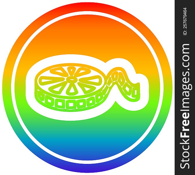 movie film reel circular icon with rainbow gradient finish. movie film reel circular icon with rainbow gradient finish