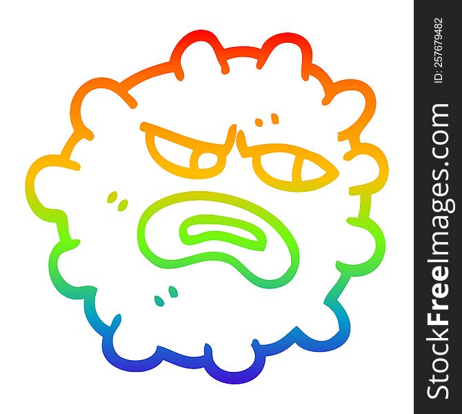 rainbow gradient line drawing of a cartoon funny germ