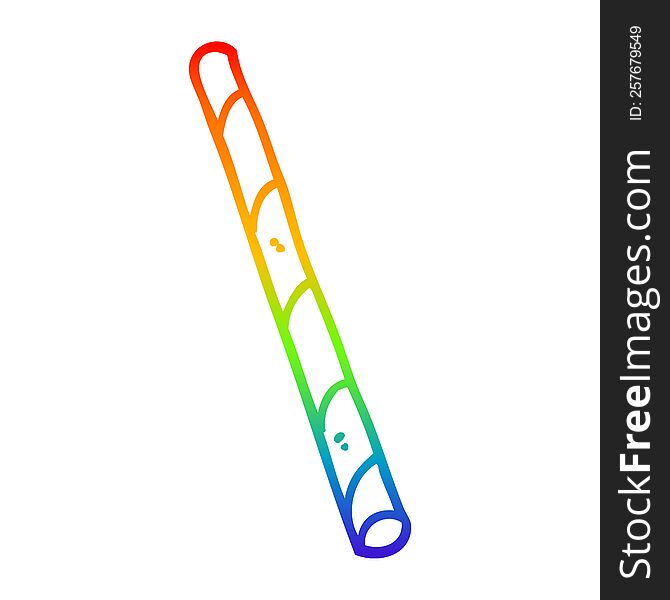 rainbow gradient line drawing of a cartoon striped straw