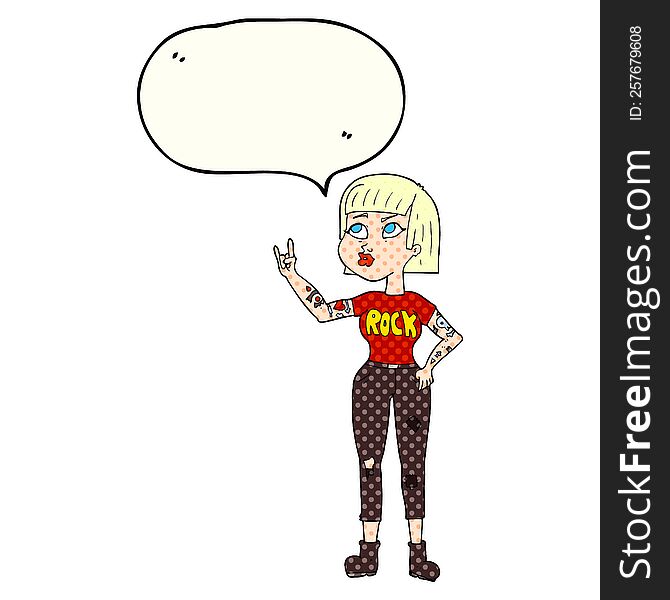 Comic Book Speech Bubble Cartoon Rock Girl