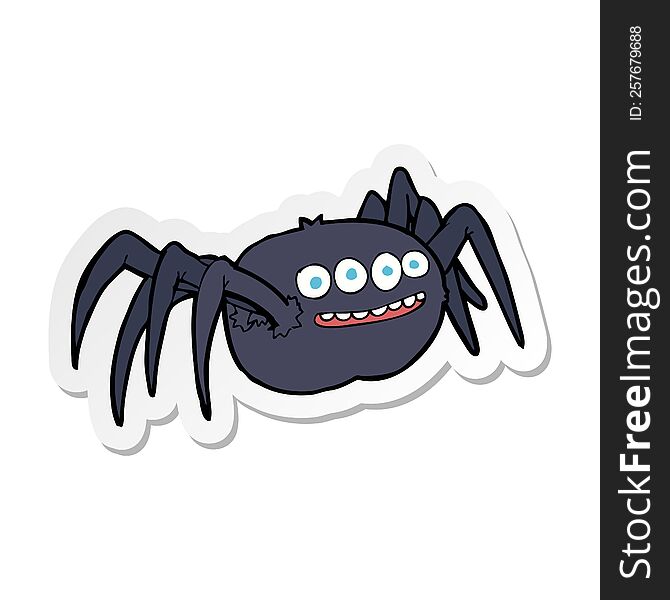 sticker of a cartoon spooky spider