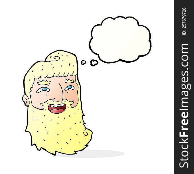 Cartoon Man With Beard Laughing With Thought Bubble
