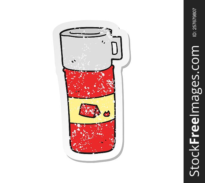 retro distressed sticker of a cartoon camping flask